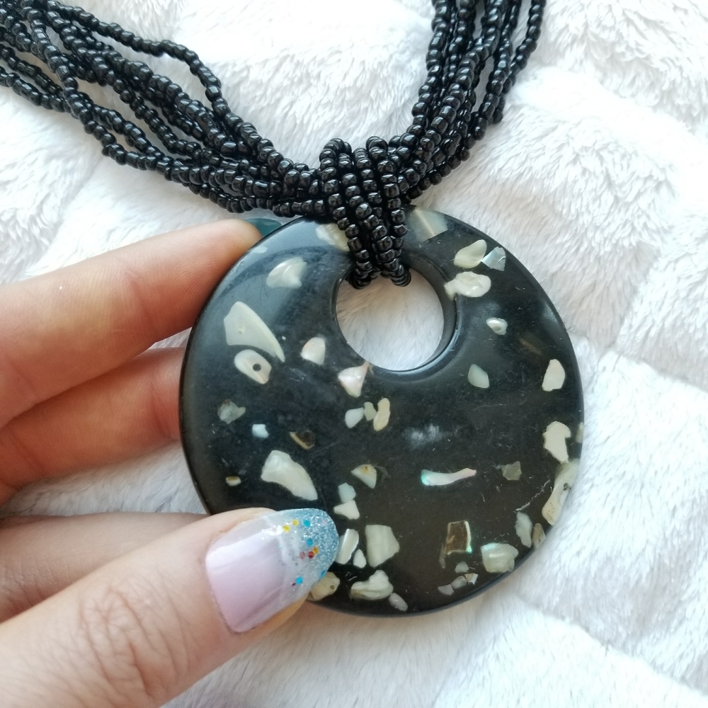 Hand Crafted Abalone Shell Statement Necklace - image 3